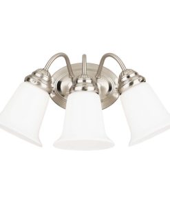8.5" Tall 3 Light Wall Sconce with Frosted Opal Glass Shades from the Trinity Collection
